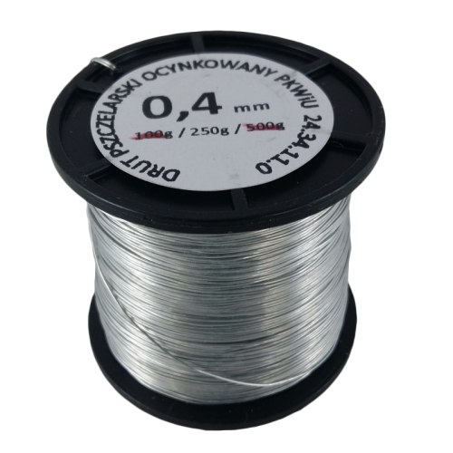 Zdjęcie przedstawia DRUT PSZCZELARSKI - OCYNKOWANY 0,4 mm/ 250 g
