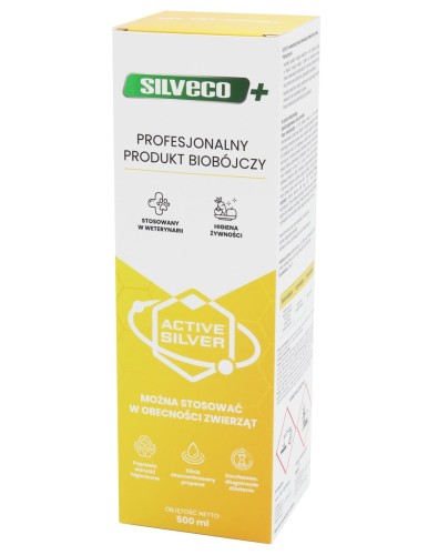 Profesjonalny preparat biobójczy opakowanie 500 ml. Karton w kolorze biało żółtym  z czarnymi oraz białymi literami. Produkt jest na białym tle.