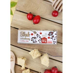 BLOK MIODOWY Z DZIKĄ RÓŻĄ 50G