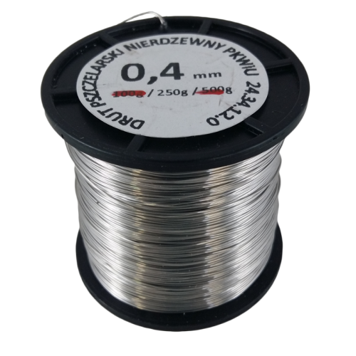 Zdjęcie przedstawia DRUT PSZCZELARSKI - STAL NIERDZEWNA 0,4 mm/250 g.
