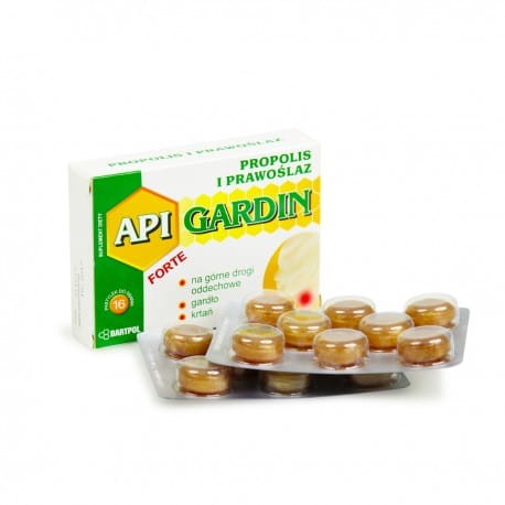 API GARDIN FORTE - PASTYLKI PROPOLISOWE Z PRAWOŚLAZEM NA GARDŁO